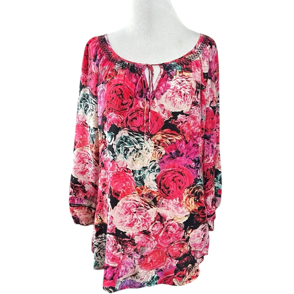 Anthropologie Ethereal Romantic Silk Vanessa Virginia Rose Floral Blouse Medium